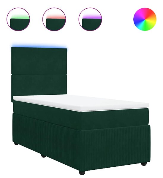 Box spring postel s matrací tmavě zelená 80 x 200 cm samet 3294487