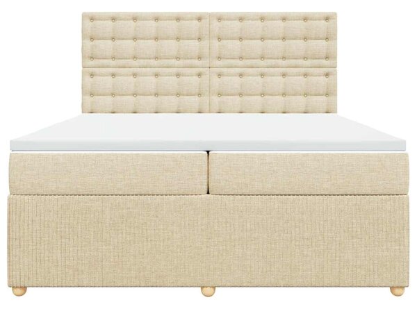 Box spring postel s matrací krémová 200x200 cm textil 3294482