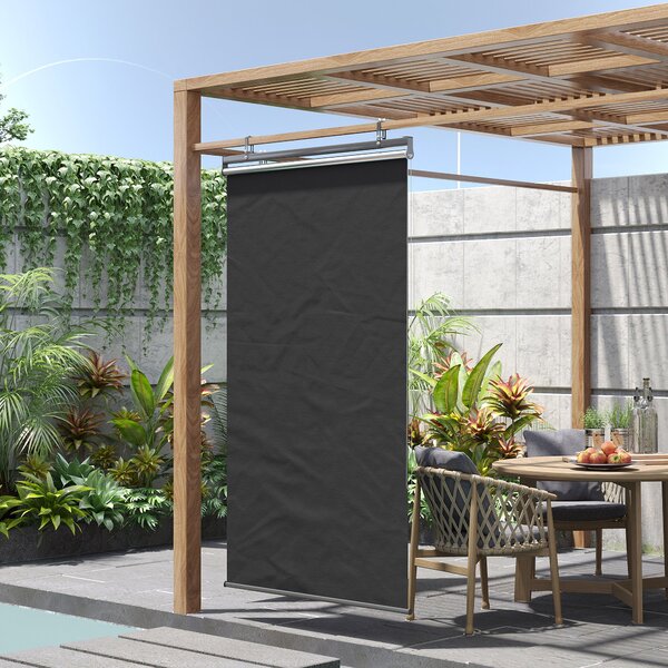 Vertikální sluneční clona Outsunny pro balkon s ochranou proti slunci, 124 x 222 cm, balkonová roleta s háčky, clona pro pavilon, pergolu, polyester