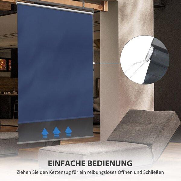 Vertikální sluneční clona Outsunny pro balkon s ochranou proti slunci, 124 x 222 cm, balkonová roleta s háčky, clona pro pavilon, pergolu, polyester
