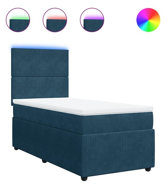 Box spring postel s matrací modrá 80 x 200 cm samet 3294488