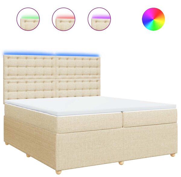 Box spring postel s matrací krémová 200x200 cm textil 3294482