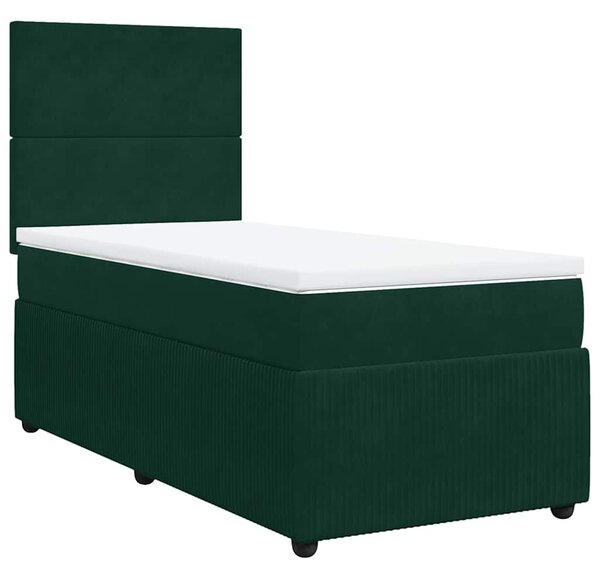 Box spring postel s matrací tmavě zelená 80 x 200 cm samet 3294487