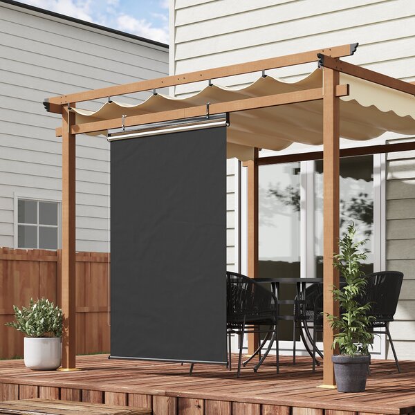 Vertikální sluneční clona Outsunny pro balkon s ochranou proti slunci, 124 x 222 cm, balkonová roleta s háčky, clona pro pavilon, pergolu, polyester