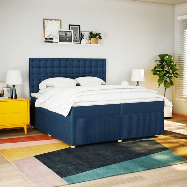 Box spring postel s matrací modrá 200x200 cm textil 3294483