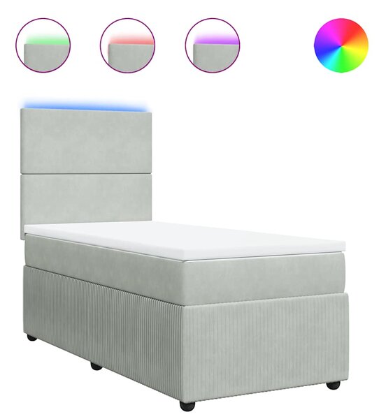 Box spring postel s matrací světle šedá 90x190 cm samet 3294508