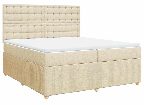 Box spring postel s matrací krémová 200x200 cm textil 3294482