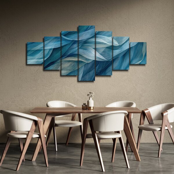 Obraz - Modrobílé vlnky (210x100 cm)