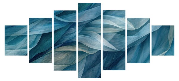 Obraz - Modrobílé vlnky (210x100 cm)