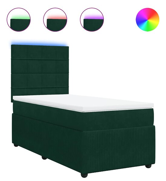 Box spring postel s matrací tmavě zelená 80 x 200 cm samet 3294493