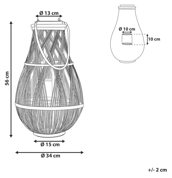 Lucerna TONGA Bambus 56 cm Bílá