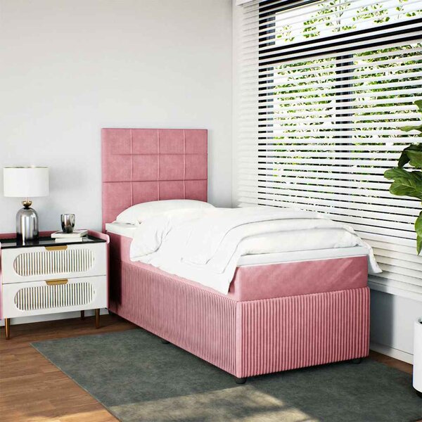 Box spring postel s matrací růžová 80 x 200 cm samet 3294495