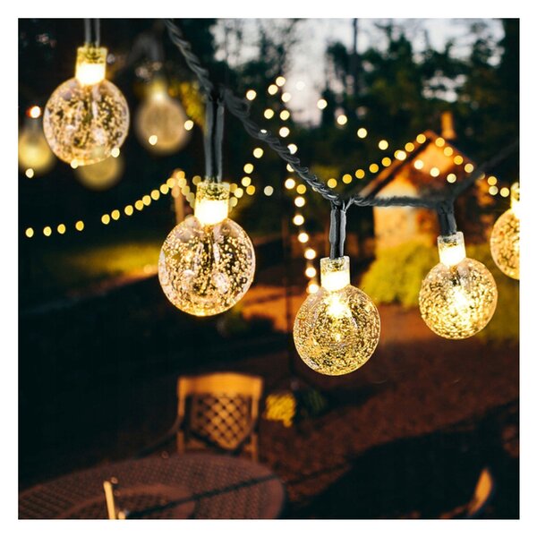 LED solární řetěz - 30x LED žárovka koule - 5m BERGE