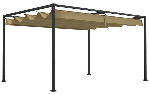 Outsunny Pergola 4x3m, Zahradní Pavilon, Ocelová Terasová Markýza, Zahradní Pavilon s Nastavitelnou Střechou, Volně Stojící, Ochrana proti Slunci pro