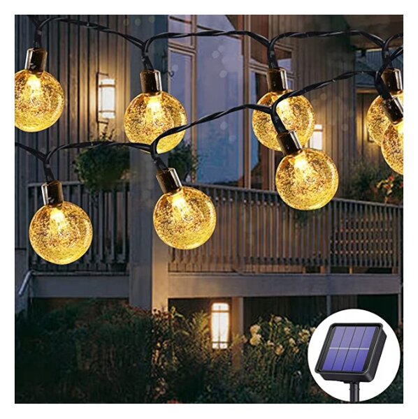 LED solární řetěz - 30x LED žárovka koule - 5m BERGE