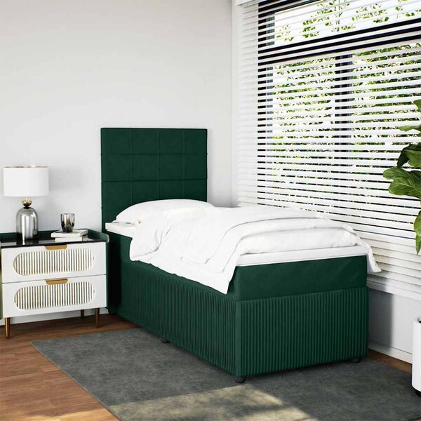 Box spring postel s matrací tmavě zelená 80 x 200 cm samet 3294493
