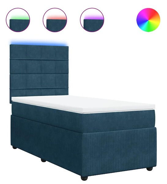 Box spring postel s matrací modrá 80 x 200 cm samet 3294494