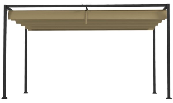 Outsunny Pergola 4x3m, Zahradní Pavilon, Ocelová Terasová Markýza, Zahradní Pavilon s Nastavitelnou Střechou, Volně Stojící, Ochrana proti Slunci pro