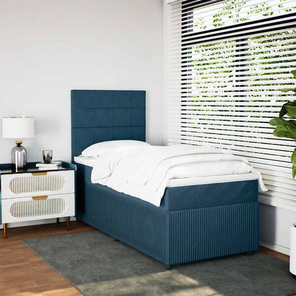 Box spring postel s matrací modrá 80 x 200 cm samet 3294494