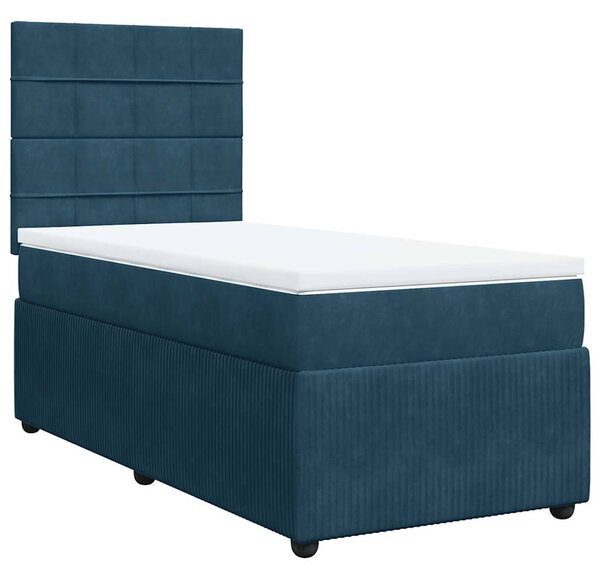 Box spring postel s matrací modrá 80 x 200 cm samet 3294494