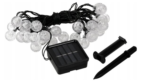 LED solární řetěz - 30x LED žárovka koule - 5m BERGE