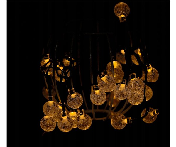 LED solární řetěz - 30x LED žárovka koule - 5m BERGE