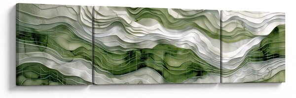 Obraz - Zelenobílé vlnky (170x50 cm)