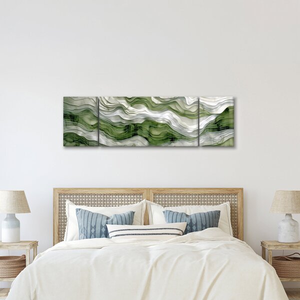 Obraz - Zelenobílé vlnky (170x50 cm)