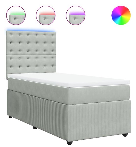 Box spring postel s matrací světle šedá 80 x 200 cm samet 3294502