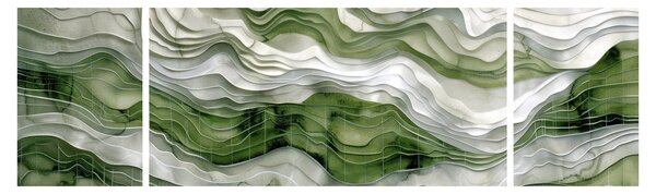 Obraz - Zelenobílé vlnky (170x50 cm)