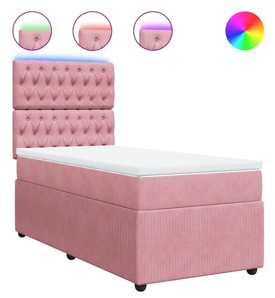 Box spring postel s matrací růžová 80 x 200 cm samet 3294501