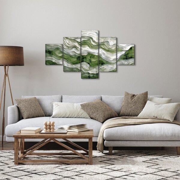 Obraz - Zelenobílé vlnky (125x70 cm)