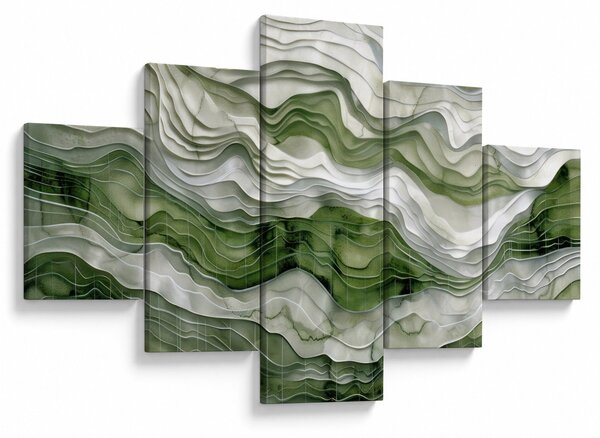 Obraz - Zelenobílé vlnky (125x70 cm)