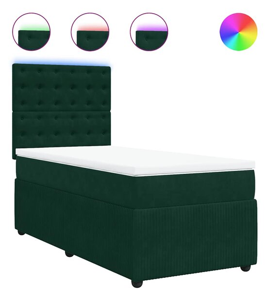 Box spring postel s matrací tmavě zelená 80 x 200 cm samet 3294505
