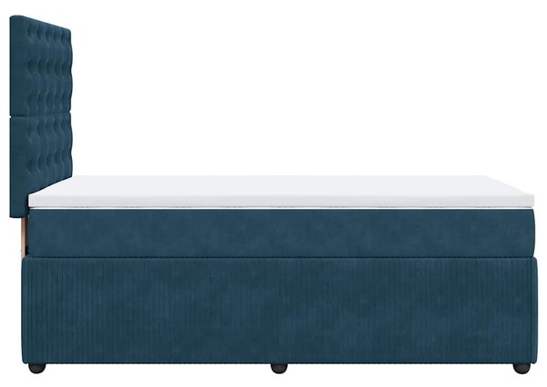 Box spring postel s matrací modrá 80 x 200 cm samet 3294506
