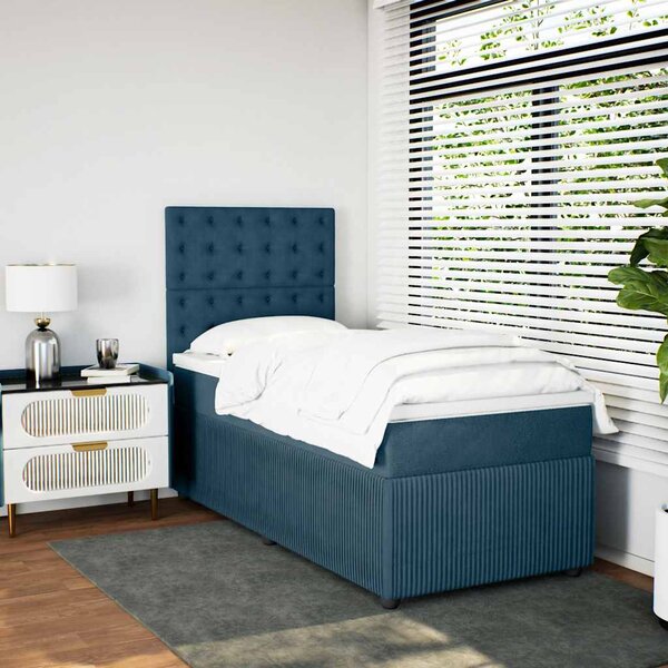 Box spring postel s matrací modrá 80 x 200 cm samet 3294506
