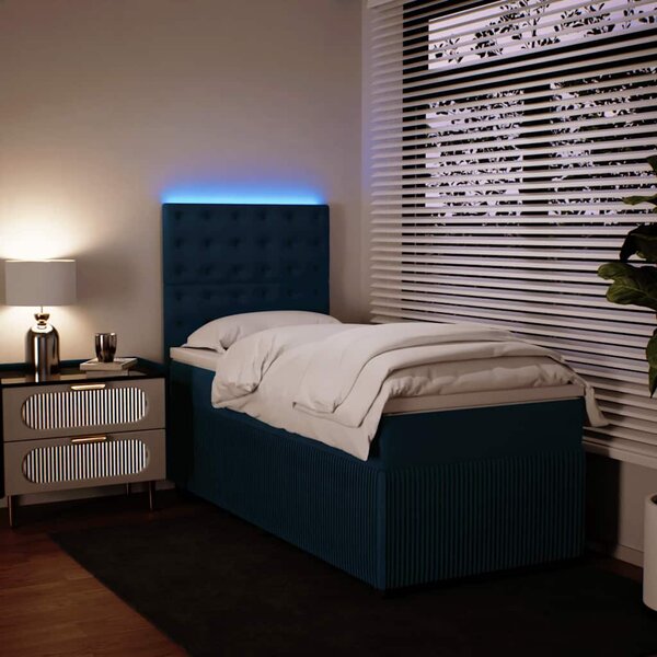 Box spring postel s matrací modrá 80 x 200 cm samet 3294506