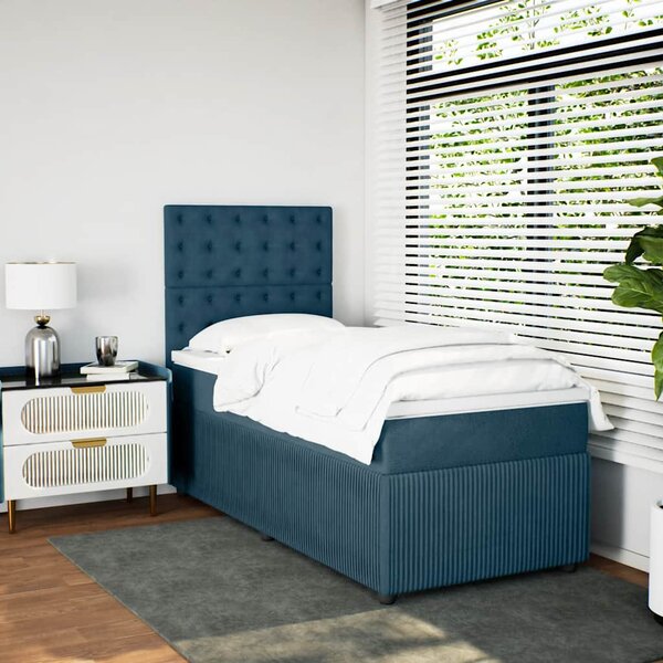 Box spring postel s matrací modrá 80 x 200 cm samet 3294506