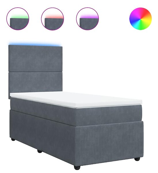Box spring postel s matrací tmavě šedá 90x190 cm samet 3294509