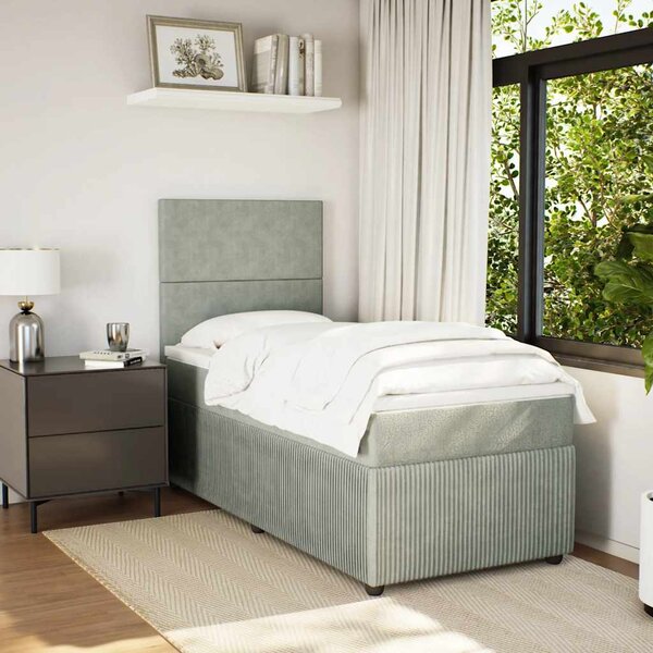 Box spring postel s matrací světle šedá 90x190 cm samet 3294508