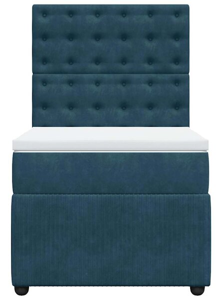 Box spring postel s matrací modrá 80 x 200 cm samet 3294506
