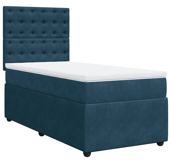 Box spring postel s matrací modrá 80 x 200 cm samet 3294506
