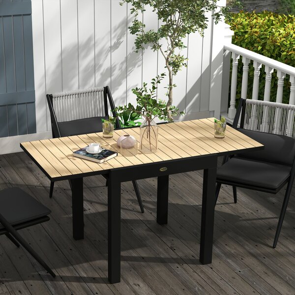 Zahradní stůl Outsunny pro 6 osob – Rozkládací stůl na balkon s kapacitou zatížení až 70 kg – Hliník, žlutý, 81/162 x 80 x 75 cm | Aosom