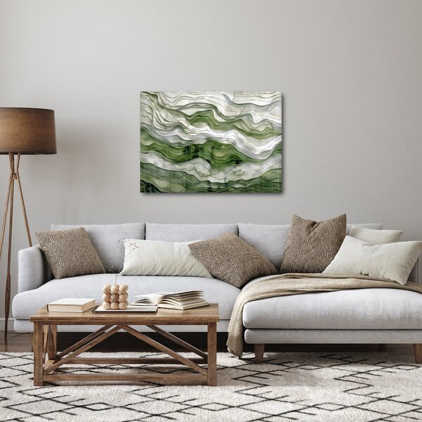 Obraz - Zelenobílé vlnky (70x50 cm)
