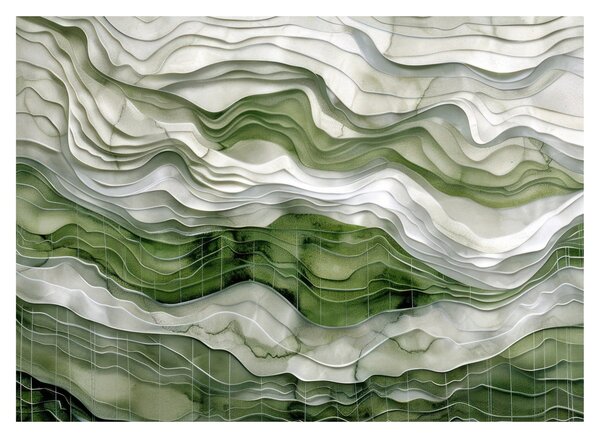 Obraz - Zelenobílé vlnky (70x50 cm)
