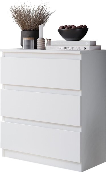 GABRIEL - Komoda / píborník se 3 zásuvkami - bílá matná V72cm 60cm H33cm