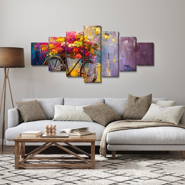 Obraz - Kolo s květinami (210x100 cm)