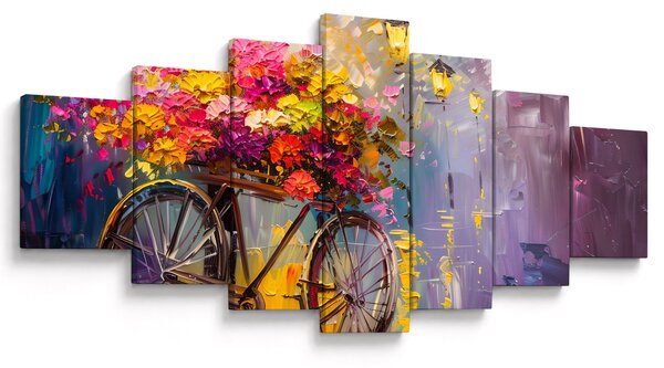 Obraz - Kolo s květinami (210x100 cm)