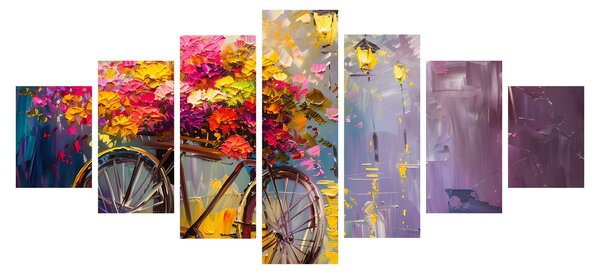 Obraz - Kolo s květinami (210x100 cm)