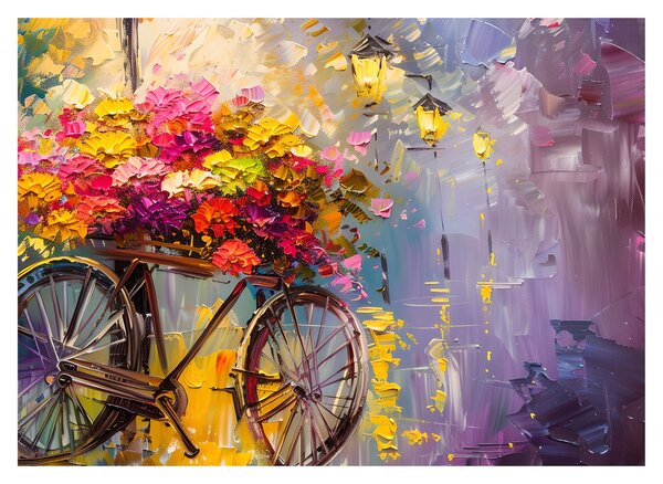 Obraz - Kolo s květinami (70x50 cm)